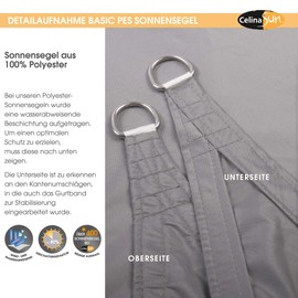CelinaSun Shade Sail with Attachment Ropes Basic HDPE or PES Sun Protection UV Protection