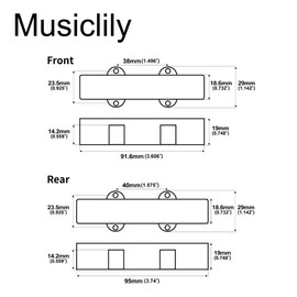 Musiclily Pro Plastic F91.6/R95mm Closed Jazz Bass Pickup Cover Pickup Caps Set for Fender J Bass, Black (Pack of 2)