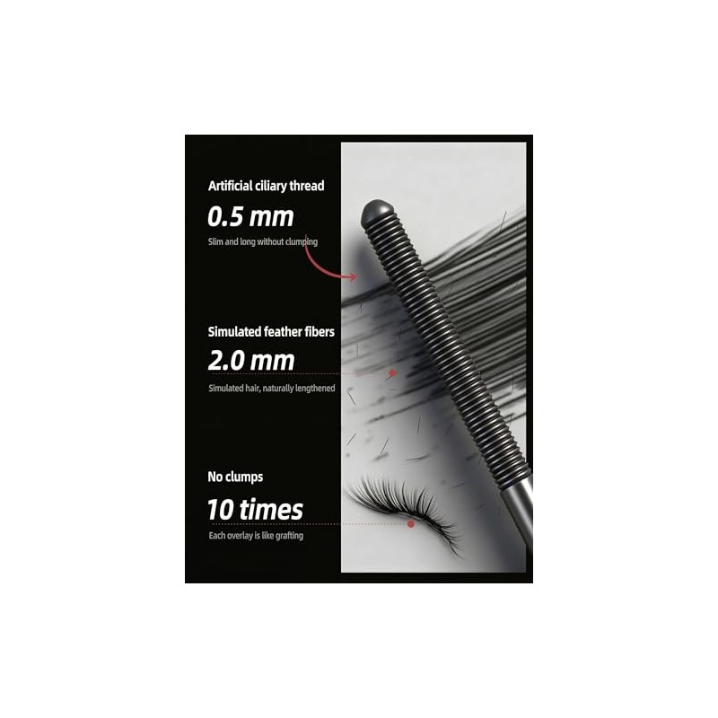 Erinde Máscara de pestañas Marrón Metal Wand, Resistente al Agua