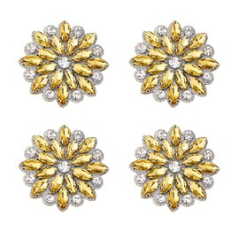 SUPERFINDINGS 4Stk Strass Blumen Applikation Gelb Floral Perlen Patches Kristall Strass Applikation Hochzeit Brautgürtel Applikationen Für Brautkleid Gürtel