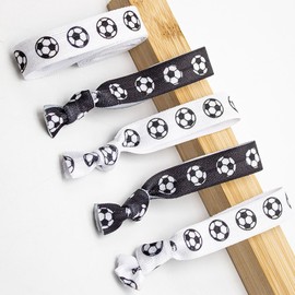 20pcs Soccer Bracelets Girl Hair Ties Soccer Hair Ties Accessories Ponytail Holders No Crease Ribbon Soccer Scrunchies for Girls Women Player Party Gifts (Soccer Design 20pcs)