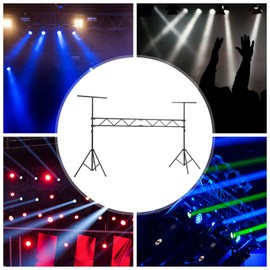 Gdrasuya10 9.84 FT Portable DJ Lighting Truss/Stand Free Standing Metal T-Bar Trussing Stage System Heavy Duty Lighting Truss with Anti-Slip Footbeds Locking Pins(Max Load 176.37lbs)