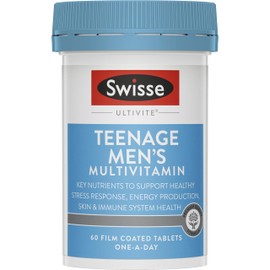 Swisse Ultivite Teenage Men's Multivitamin - with B Vitamins, Magnesium, Iron and More To Support General Health - 60 Tablets