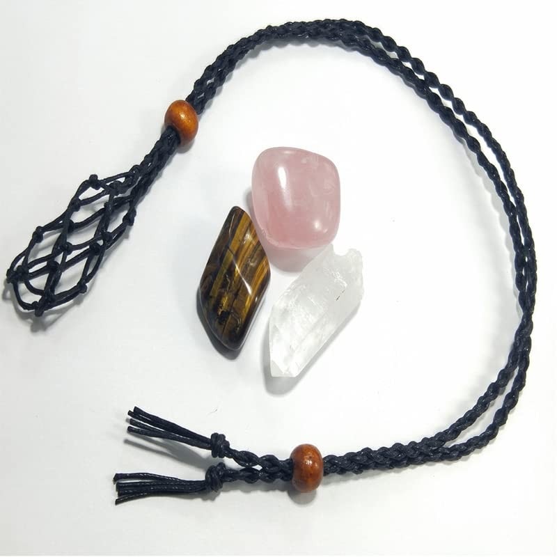 AIMALL Empty Stone Holder Necklace Crystal Quartz Gemstone Cage Rope