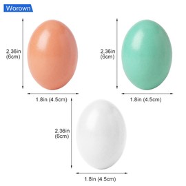 Worown 36 Pack 3 Color Wooden Eggs, 2.3 Inch Realistic Faux Eggs, 3 Dozen Easter Craft Eggs for Painting, DIY Easter Eggs, Fake Food and Home Decor (White, Green & Brown)