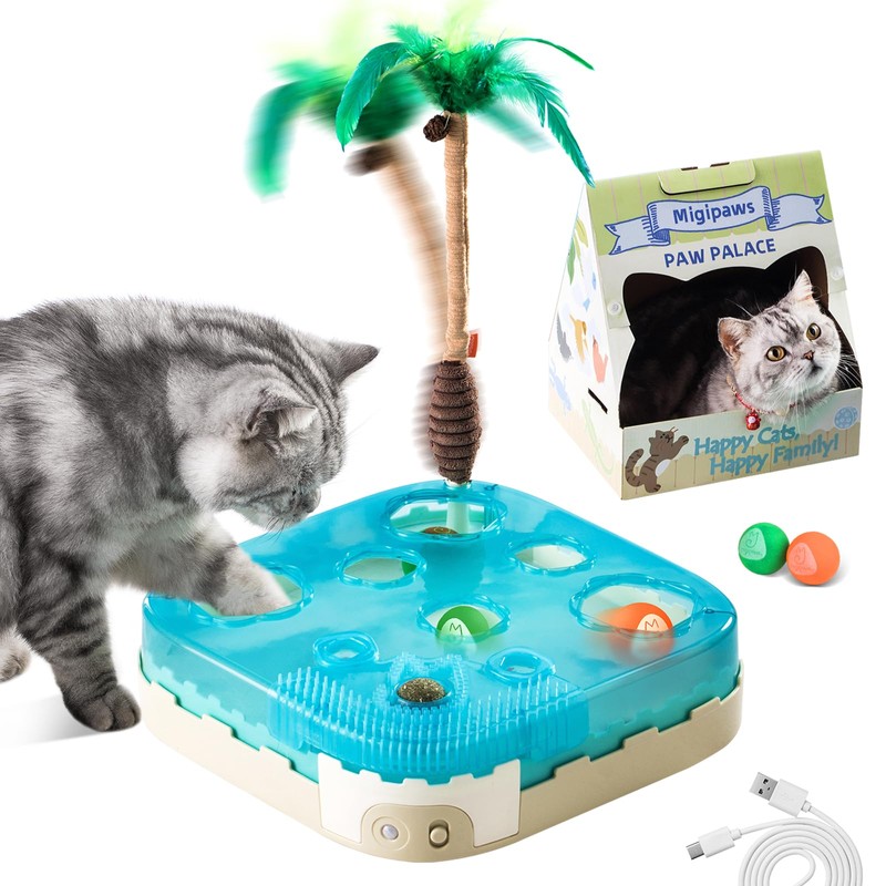 Migipaws 7-in-1 Interactive Cat Toy Motion Activated Indoor Playset with