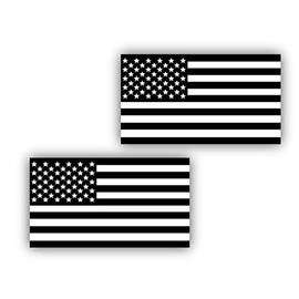 2X Reflective Black USA American Flag Decal Stickers Exterior Various Sizes (3" X 1.75") Made in USA