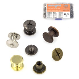 100 Sets Chicago Screws Assorted Kit 5 Color Leather Rivets Screw Rivets Flat Fillister Book Binding Posts Nail Rivet Chicago Bolts for DIY Leather Craft Black Silver Golden Bronze (Colours 5×6mm)