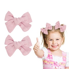 2Pcs Hair Bows for Girls, 3.2 Inch Toddler Hair Clips Kids Hair Accessories for Toddlers Girls(Pink)