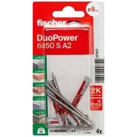 fischer DuoPower 6 x 50 S Screw A2 Stainless Steel 537670