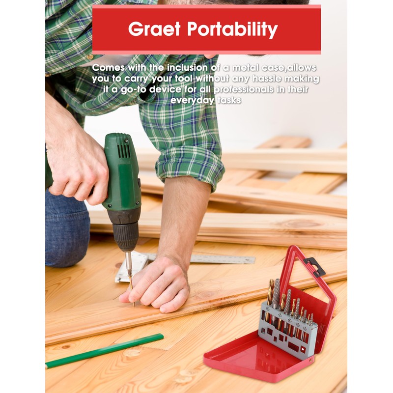 10PCS Left Handed Drill Bits and Extractor, 2 in 1