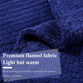 Tinideya 12 Pcs Sherpa Fleece Throw Blanket Bulk 50 x 60'' Striped Jacquard Fleece Blanket Soft Warm Throw Blankets Lightweight Cozy Fuzzy Blanket for Wedding Couch Bed Sofa All Season (Navy)