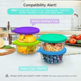 Sophico 2 Cup Round Silicone Storage Cover Lids Replacement for Pyrex 7200-PC and Anchor Hocking Glass Bowls (Container not Included) | MIX-4 PACK |