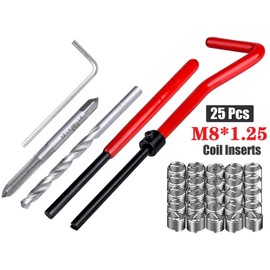 Fixinus - Kit de reparación de roscas M8 x 1,25 mm, kit de reparación de roscas de acero inoxidable, juego de herramientas de mano compatibles con bobina helicoidal para reparación de automóviles