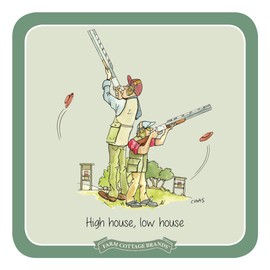 Farm Cottage Brands Set of 4 clay pigeon target shooting coasters each with a different picture - great shooting present (AC46)