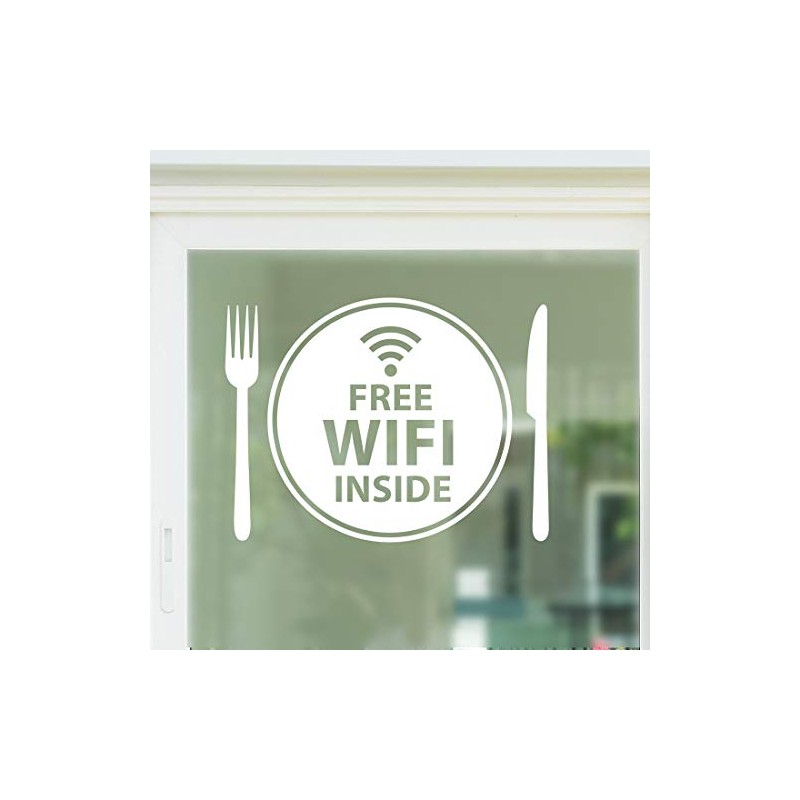 Free WiFi Inside Plate Window Sign Vinyl Sticker Graphics Cafe