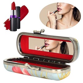 Estuche para lápiz labial con espejo Mini lápiz labial Caja de almacenamiento de cosméticos Estuche para brillo de labios, Estuche para lápiz labial vintage Bolso organizador de joyas para lápiz labia