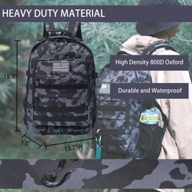 WOWCOIN Camo Backpack for Boys,Kids Army Backpack Boys with USA Flag Patch,35L Waterproof Tactical School Backpack for Travel Outdoor