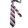 DiBanGu Burgundy and Grey Stripe Ties for Men Silk Woven