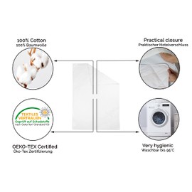 Zollner Duvet Cover, 100% Cotton, 140 x 200 cm, Envelope Closure, White