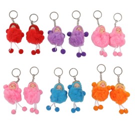 Doll Keychain Soft Cute Mix Color Decorative Baby Toy Keyring Pendant for Purse Backpack Handbag 12pcs