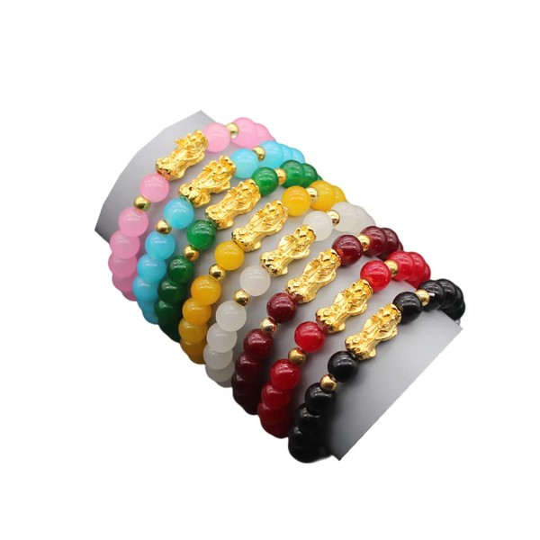 Fuqimanman2020 8 Pcs Feng Shui Bracelets Pixiu Wealth Luck Jade