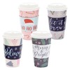 16 oz Disposable Christmas Coffee Cups with Lids and Sleeves,