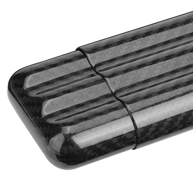 Carbon Fiber Cigar Case Humidors 3 Tubes Cigar Holder Storage