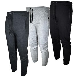 BROOKLYN VERTICAL Mens 3 Pack Fleece Active Jogger Sweatpants with Reflective Zipper Pocket and Drawstring Size S-2XL (as1, Alpha, l, Regular, Regular, Combo A)