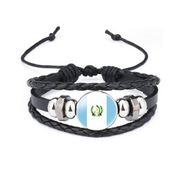 vmcoatdu Guatemala National Flags Bangle Retro Alloy Leather Bracelet for National Flag Braided Rope Bracelet Bangle (Guatemala)