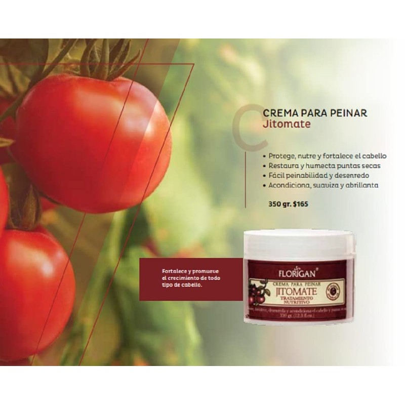 CREMA PARA PEINAR DE JITOMATE tratamiento nutritivo FLORIGAN 350 GRS.