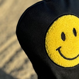 Funny Happy Smile Emoji Driver Headcovers - Smiley Face Club Covers for Golf Clubs, with Rubber Magnet for Secure Positioning and Quick Access, Magnetic Golf Accessories, Madson Golf (Driver - Black)