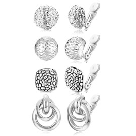 Kakonia 6 Pairs of Clip-On Earrings for Women Girls Hypoallergenic Hoop Earrings Without Pierced Ears Clip Earrings Set Fashion Jewellery Gift, Alloy Steel