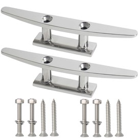 VEITHI 8 inch Boat Cleat Flat Top 2 Pack, 316 Stainless Steel Boat Dock Cleats,Rope Cleat,Dock Cleats with Screws for Marine or Nautical Decor and Dock Cleat Decorative
