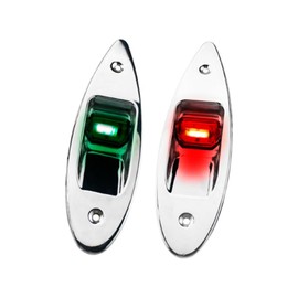 MARINE CITY - Luces Laterales de navegación LED de Acero Inoxidable de Grado 304, Color Rojo y Verde (7-3/4 x 2-1/4 Pulgadas) para Infantes de Marina - Barcos - Barcos - Yates (Paquete de 2)