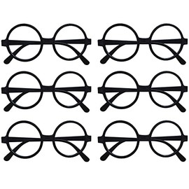 FANCYKIDS Pack of 6, Children Kids Nerd Fake Glasses No Lens Small Frame Round Eyeglasses Costume Pretend Play (Age 3-10) (Black)