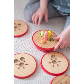 small foot 11915 Logisteck Learning Apple, with Fun & Colourful Caterpillars, Shape-Fitting Game for Kids Aged 3+ Years Toys, Multicolor