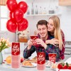 50 PCS Valentines Paper Cups 9oz Red Heart Design Disposable