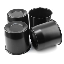 Rheedal 4Pcs 5.15inch Trailer Wheel Center Caps Push Through 5.15" Bore 4.92" Tall Hub Cap for Truck SUV RV Wheel Rim, Black Wheel Cover