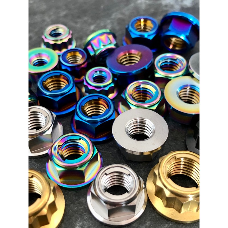RISON Titanium Nut Titanium Flange Full Metal Lock Nut M10