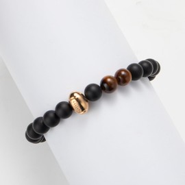 Lepida To My Son Natural Stone Bracelets for Son Football Basketball Baseball Bracelet for Gift From Mother From Dad Back to School, Gold Football