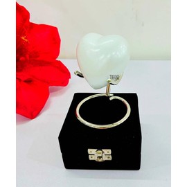White Keepsake Urn - Mini Heart Cremation Urn for Human Ashes - Black Box with Heart Urn Stand - Honor Your Loved One with Small White Rose Shaped - for Adults