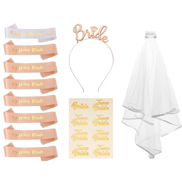 Bride to Be Sash and Veil Set (18 Pieces), 1
