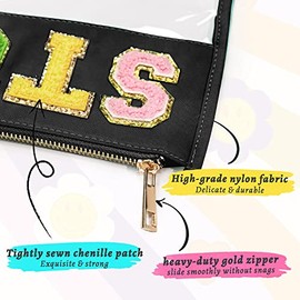 Bolsa de cosméticos, 2 bolsas de maquillaje con letras, Negro