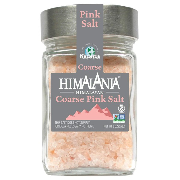 NATIERRA Himalania Himalayan Coarse Pink Salt in Glass Jar | Unrefined & Non-GMO | 9 Ounce