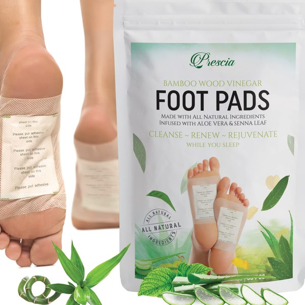 Prescia Foot Pads 30 pcs - Deep Cleansing Foot Pad to Relieve Stress | Bamboo Vinegar & Natural Aromatic Herbal Blend Foot Patch | Foot Care to Remove Impurities | Sleep Soundly