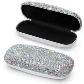Soleebee Bling Hard Shell Eyeglasses Case, Crystal Protective Glasses Case Fits Most Glasses Portable Travel Sunglasses Case (AB)