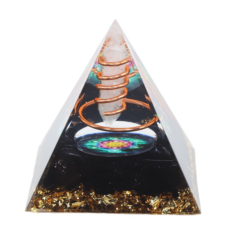 Healing Crystal Pillar Pyramid 6CM Epoxy Positive Energy Generator Meditation