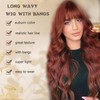 MINSEEYOO Auburn Wig with Bangs for Women Long Wavy Wigs