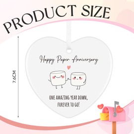 Tenare 1st Wedding Anniversary Plaque Gift for Couples Husband Wife, Happy Paper Anniversary, Ceramic Ornament, Funny 1 Year Together Gifts for Women Men Partner Him Her Boyfriend Girlfriend